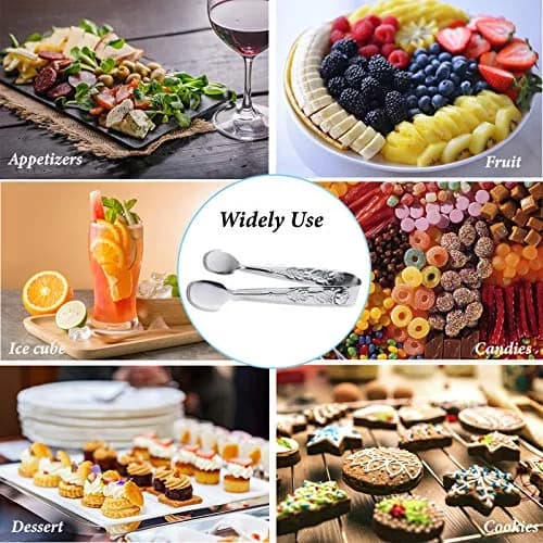 Sunenlyst Mini Serving Tongs 4.13 inch (10.5 cm) Rose Stainless Steel Sugar Cube Tongs, 6-Piece Set | Appetizer Tongs for Parties & Buffets thumbnail 7