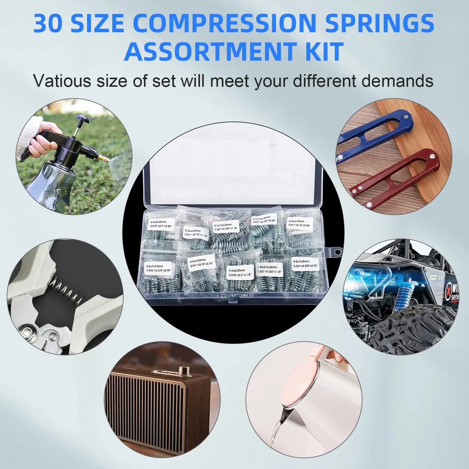 Ninoge 300 Pcs Compression Springs Assortment Kit, Stainless Steel, 30 Sizes (0.39"-1.19" Length) | For Home & Shop Repairs - view 5