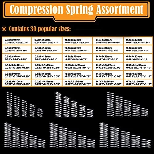 Ninoge 300 Pcs Compression Springs Assortment Kit, Stainless Steel, 30 Sizes (0.39"-1.19" Length) | For Home & Shop Repairs thumbnail 2