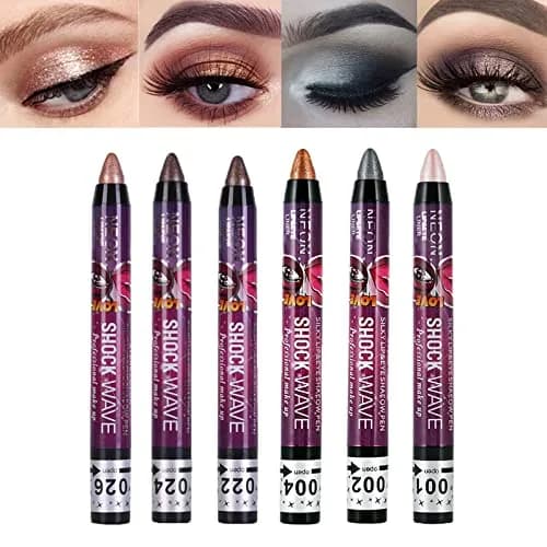 MEICOLY 6 Pcs Eyeshadow Stick Set, Brown Champagne Gold Black Shimmer Crayon | Pro Shiny Bright Starter Rotating Eyeshadow Sticks thumbnail 1