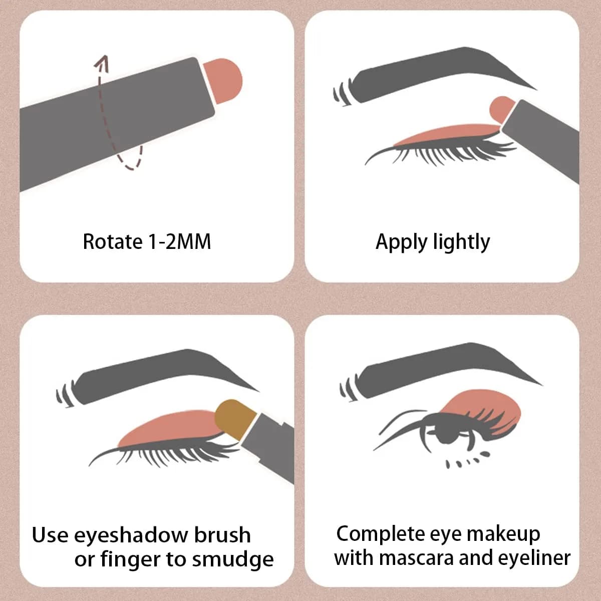 MEICOLY 6 Pcs Eyeshadow Stick Set, Brown Champagne Gold Black Shimmer Crayon | Pro Shiny Bright Starter Rotating Eyeshadow Sticks - view 3