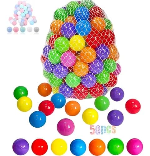 LANGXUN Plastic Ball Pit Balls for Baby Toddler Kids | 50/100/200/400 pcs, 2.2 inches, Non-Toxic, Bright Colors thumbnail 1
