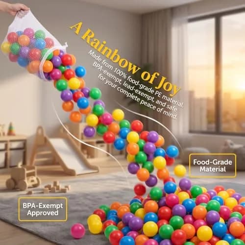 LANGXUN Plastic Ball Pit Balls for Baby Toddler Kids | 50/100/200/400 pcs, 2.2 inches, Non-Toxic, Bright Colors thumbnail 7