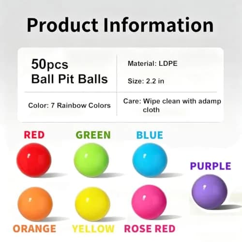 LANGXUN Plastic Ball Pit Balls for Baby Toddler Kids | 50/100/200/400 pcs, 2.2 inches, Non-Toxic, Bright Colors thumbnail 2