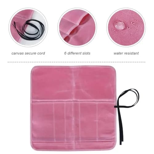 JOINDO Waxed Canvas Chef Knife Roll Bag with 6 Slots, Pink | Holds Knives up to 14.5 Inches thumbnail 4
