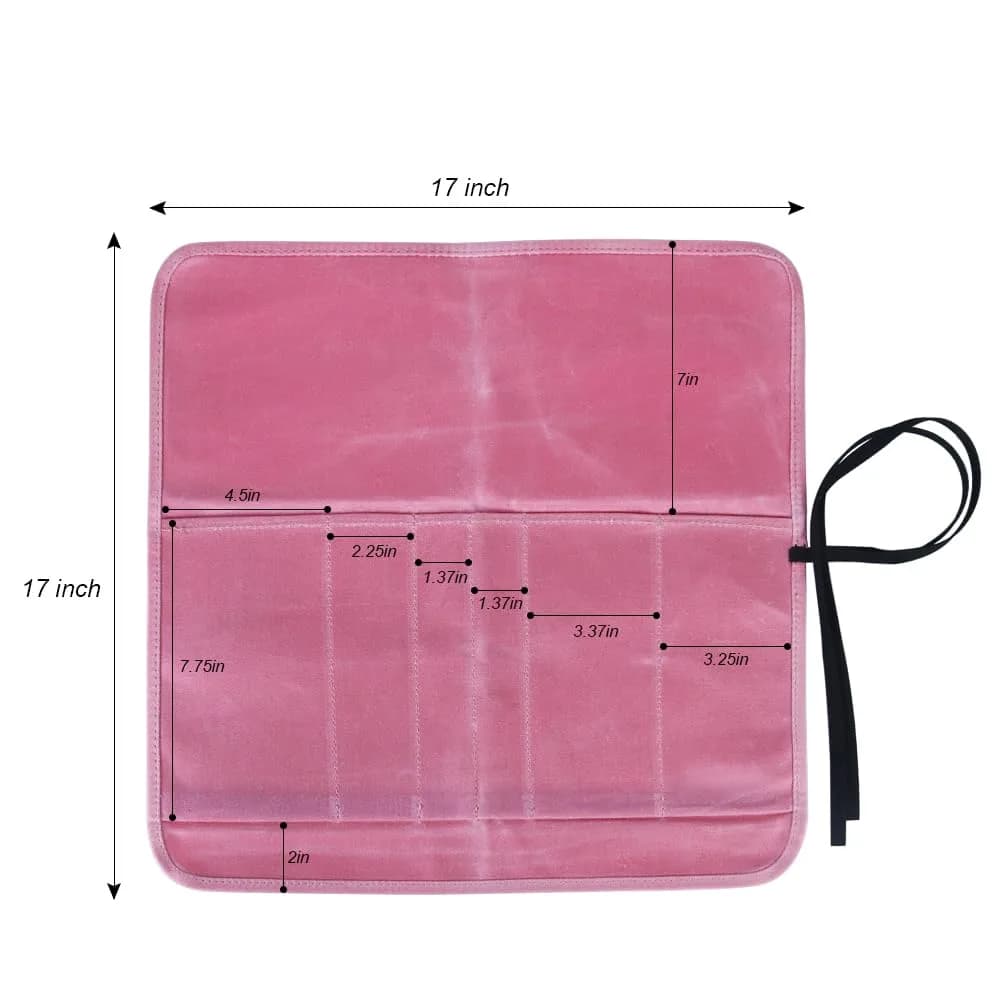 JOINDO Waxed Canvas Chef Knife Roll Bag with 6 Slots, Pink | Holds Knives up to 14.5 Inches - view 3