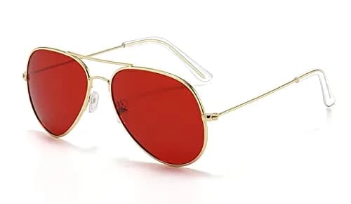 Outray Night Vision Polarized Aviator Sunglasses for Driving (Gold Frame/Red Lens, Red) | Unisex Classic Aviator Style thumbnail 1