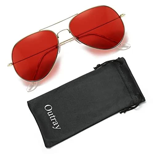 Outray Night Vision Polarized Aviator Sunglasses for Driving (Gold Frame/Red Lens, Red) | Unisex Classic Aviator Style thumbnail 7