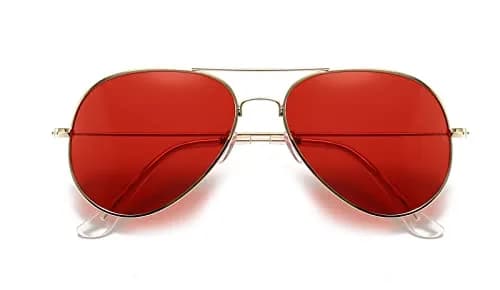 Outray Night Vision Polarized Aviator Sunglasses for Driving (Gold Frame/Red Lens, Red) | Unisex Classic Aviator Style thumbnail 2