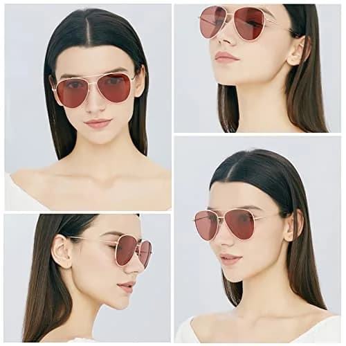 Outray Night Vision Polarized Aviator Sunglasses for Driving (Gold Frame/Red Lens, Red) | Unisex Classic Aviator Style thumbnail 3