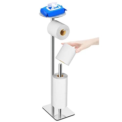 FEILERN Toilet Paper Holder Stand for Bathroom Floor 4 Rolls Storage Shelf Chrome | Rust-Resistant & Easy Assembly thumbnail 6