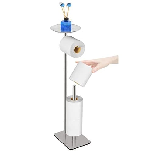 FEILERN Toilet Paper Holder Stand for Bathroom Floor 4 Rolls Storage Shelf Chrome | Rust-Resistant & Easy Assembly thumbnail 7