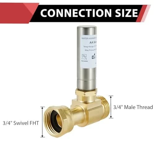 EFIELD 3/4" Water Hammer SS Arrestor | Swivel FHT x MHT, Protects Washing Machines thumbnail 2