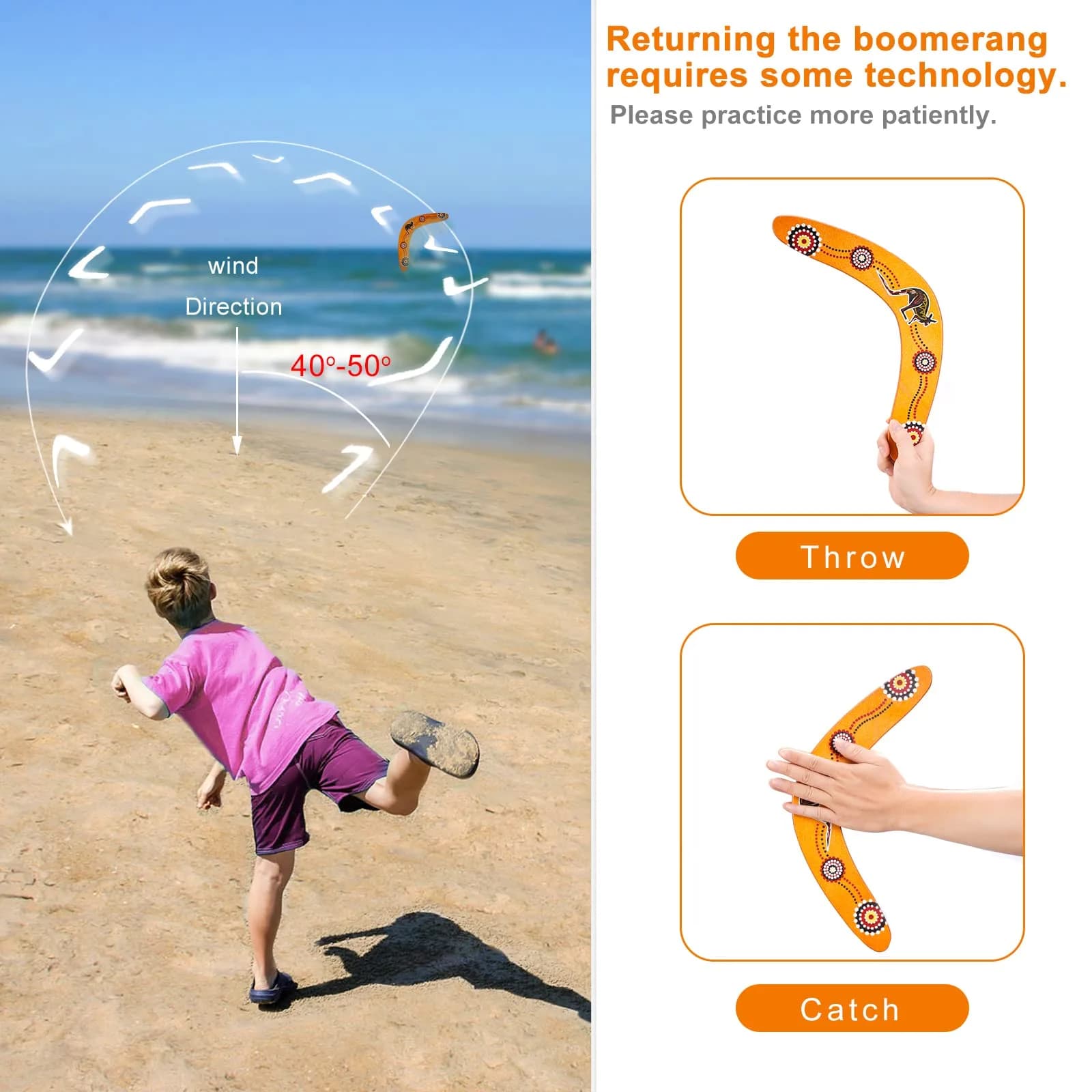 Inborntrait V-Shaped Boomerang 33.4cm (13.15 inch) | Handmade Wooden Outdoor Toy for Ages 10+ - view 8