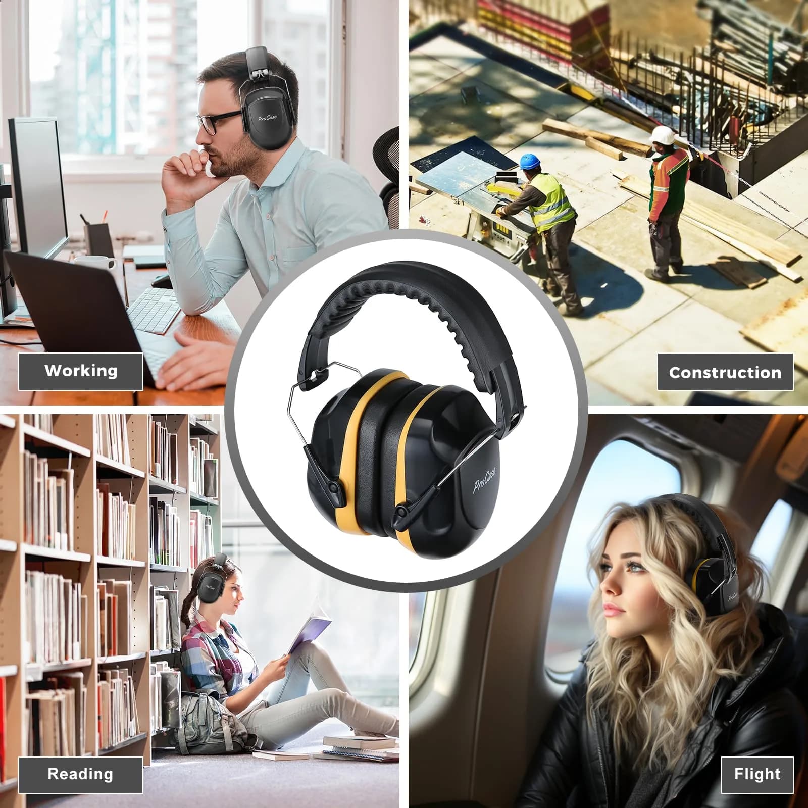 ProCase Hearing Protection Ear Muffs NRR 28dB, Noise Cancelling Headphones | 28 dB Noise Reduction - view 6