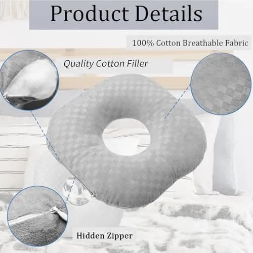 Wuronsa Ear Piercing Pillow with Hole for Cartilage Piercings, CNH Support | Adjustable Cotton Pillow for Side Sleepers thumbnail 4