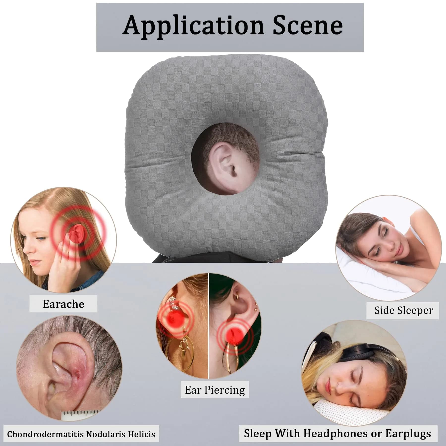 Wuronsa Ear Piercing Pillow with Hole for Cartilage Piercings, CNH Support | Adjustable Cotton Pillow for Side Sleepers - view 2