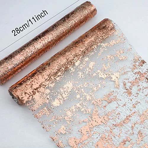 Snowkingdom Rose Gold Glitter Table Runner 46cm x 274cm (11"x108") | Sparkly Metallic Mesh for Parties thumbnail 4