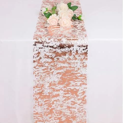 Snowkingdom Rose Gold Glitter Table Runner 46cm x 274cm (11"x108") | Sparkly Metallic Mesh for Parties thumbnail 2