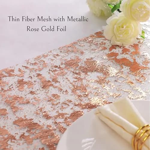 Snowkingdom Rose Gold Glitter Table Runner 46cm x 274cm (11"x108") | Sparkly Metallic Mesh for Parties thumbnail 3