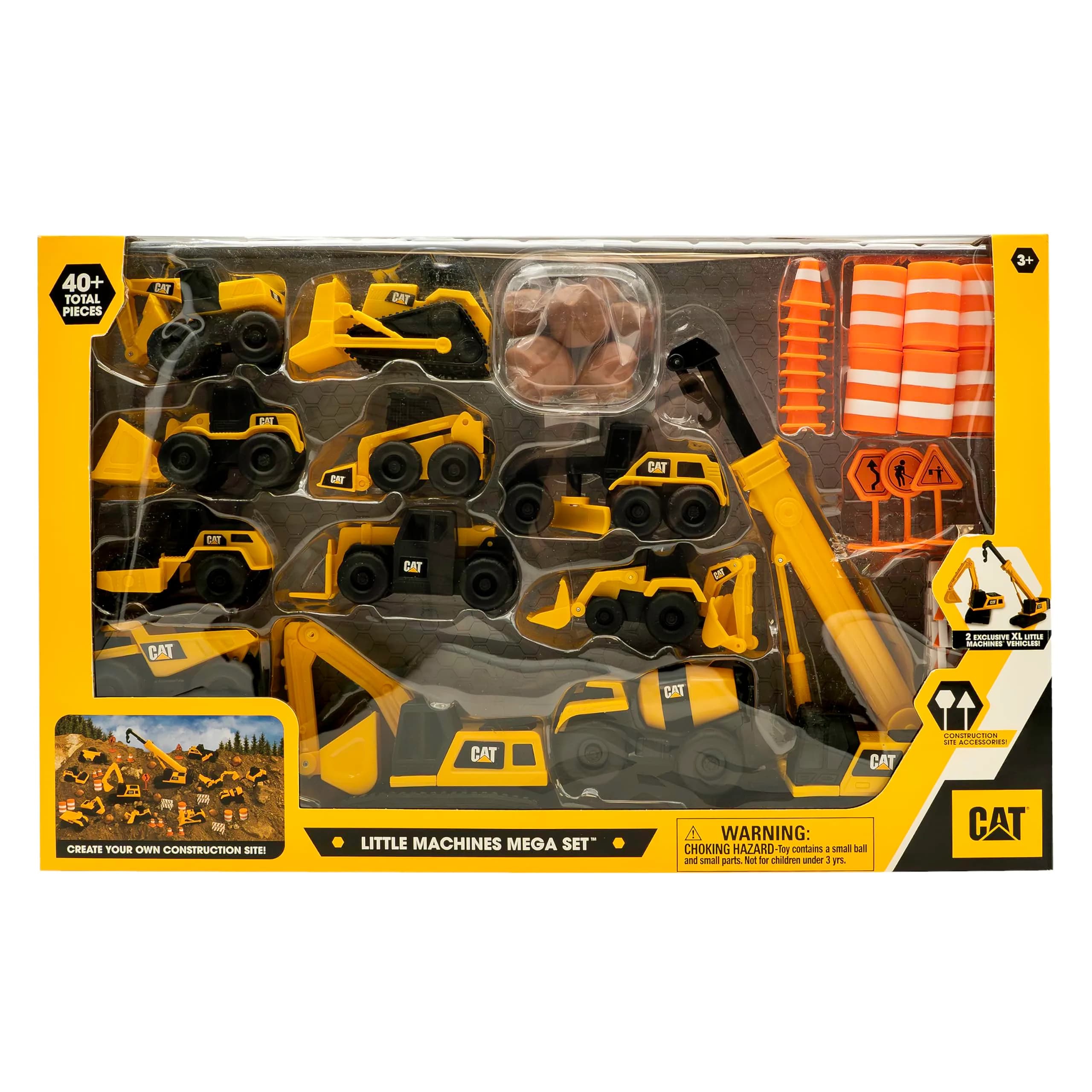 CAT Little Machines Mega Set Toy Excavator & Crane | 41 Pieces, STEM Toy for Kids Ages 3+ - view 2