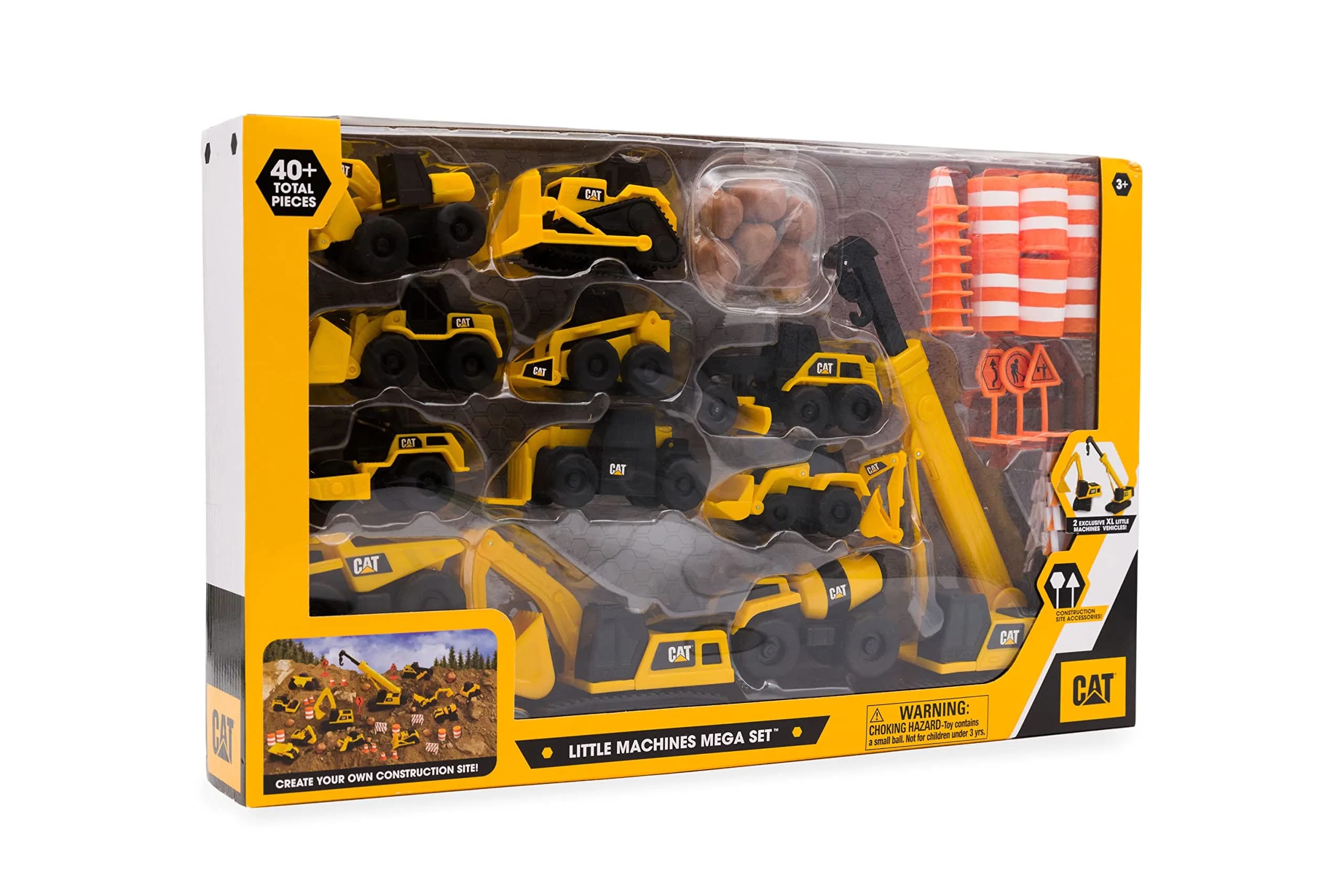 CAT Mega Set Construction Toys with XL Crane, Excavator & 10 Mini Vehicles | Ages 3+ - view 3