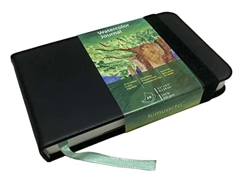 tumuarta Cotton Watercolor Paper Journal 3.5x5.5” | 300 GSM, Cold Press, 24 Sheets thumbnail 1