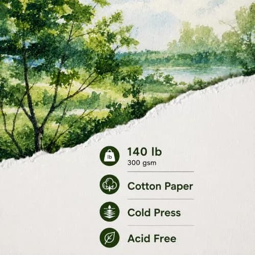 tumuarta Cotton Watercolor Paper Journal 3.5x5.5” | 300 GSM, Cold Press, 24 Sheets thumbnail 2