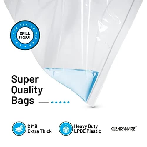 CLEARWARE Large Storage Bags with Zipper Top | Extra Large 3 Gallon, 16" x 18" BPA-Free Waterproof (50 Count) thumbnail 4