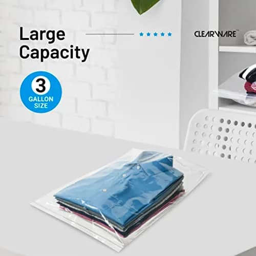 CLEARWARE Large Storage Bags with Zipper Top | Extra Large 3 Gallon, 16" x 18" BPA-Free Waterproof (50 Count) thumbnail 7