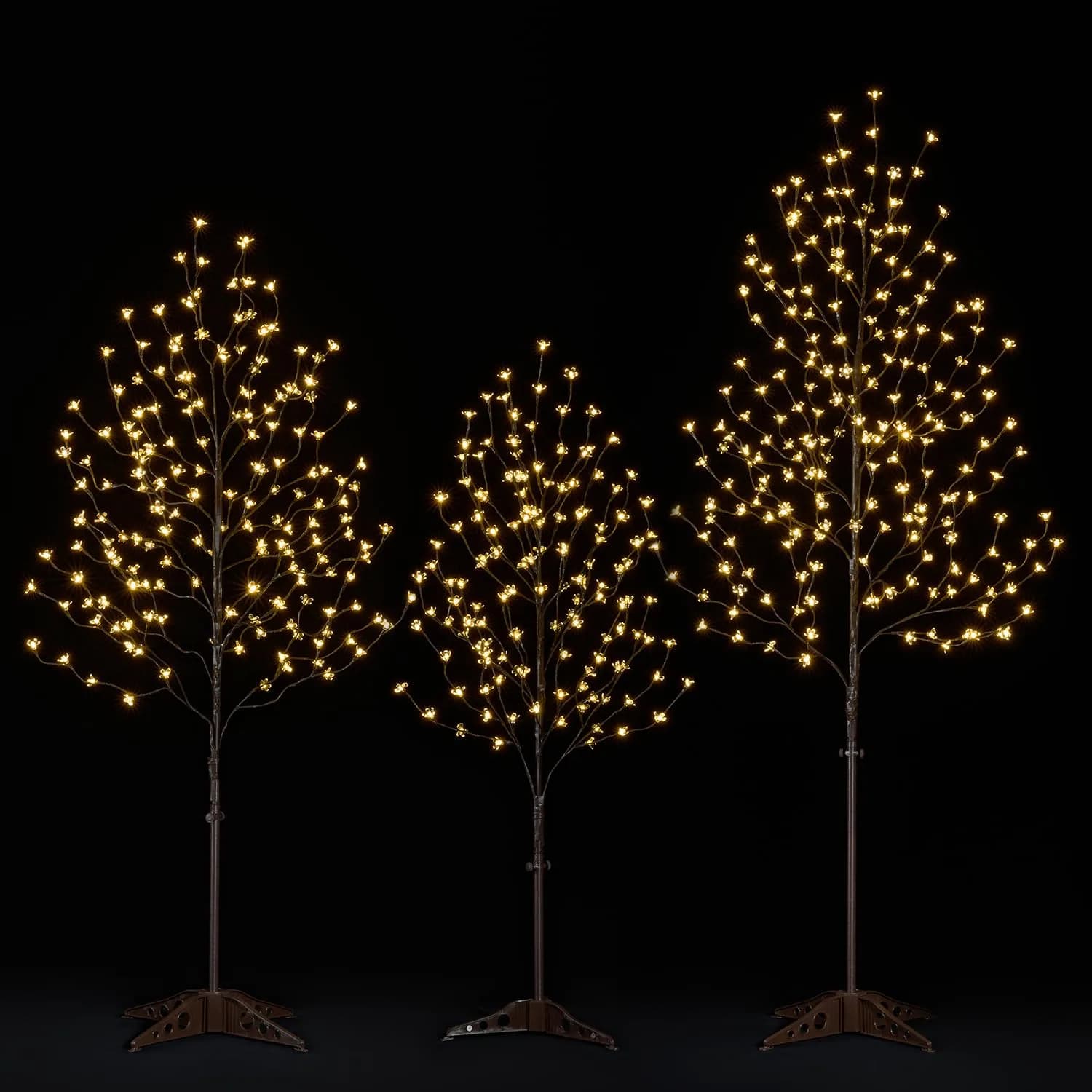 LIGHTSHARE Cherry Blossom Tree 4FT, 5FT & 6.5FT | Warm White LED Decor for Indoor & Outdoor — 4FT+5FT+6FT Warm White