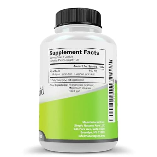 Simply Natures Pure Alpha Lipoic Acid 600mg 360 Veggie Capsules | Antioxidant Supplement thumbnail 7