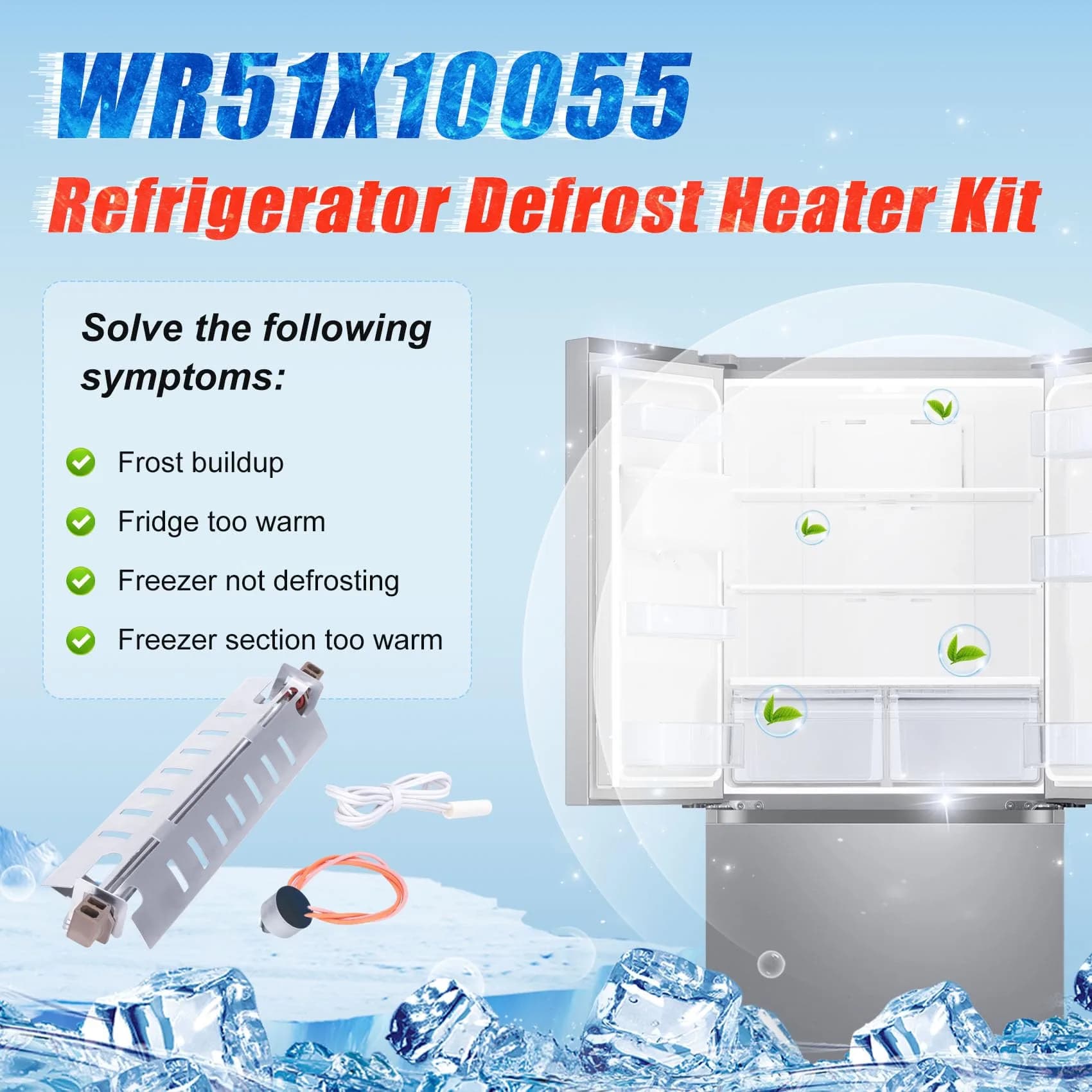M Motico Refrigerator Defrost Heater Kit WR51X10055 with Sensor WR55X10025 and Thermostat WR50X10068 | Appliance Parts & Accessories Value Pack - view 7