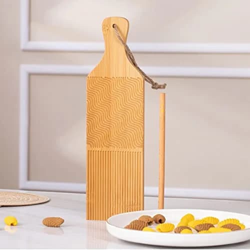 Maveite Gnocchi Board & Pasta Maker with Garganelli Stick | Natural Bamboo Kitchen Tool for Italian Dinners thumbnail 5