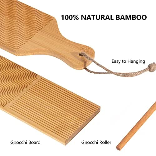 Maveite Gnocchi Board & Pasta Maker with Garganelli Stick | Natural Bamboo Kitchen Tool for Italian Dinners thumbnail 6