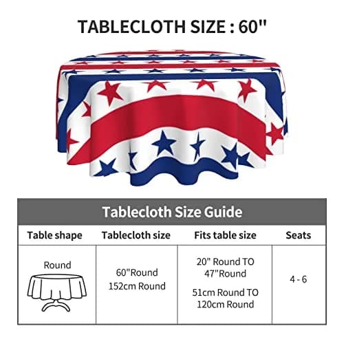 Kawani USA Flag Checkered Tablecloth 60” Round | Patriotic Party Decor for July 4th & Holidays thumbnail 5