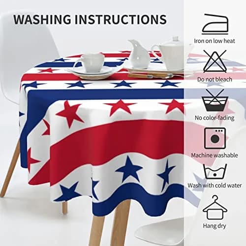 Kawani USA Flag Checkered Tablecloth 60” Round | Patriotic Party Decor for July 4th & Holidays thumbnail 6