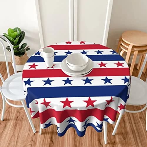 Kawani USA Flag Checkered Tablecloth 60” Round | Patriotic Party Decor for July 4th & Holidays thumbnail 7