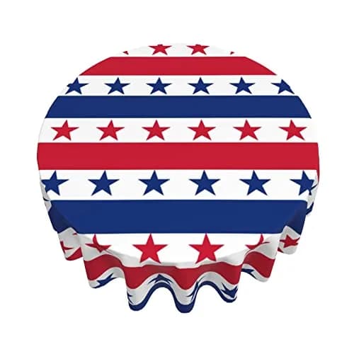 Kawani USA Flag Checkered Tablecloth 60” Round | Patriotic Party Decor for July 4th & Holidays thumbnail 3