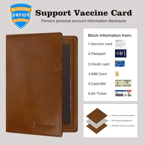 BAPHITY Unisex Leather RFID Blocking Passport Organizer Wallet | Red Brown thumbnail 4