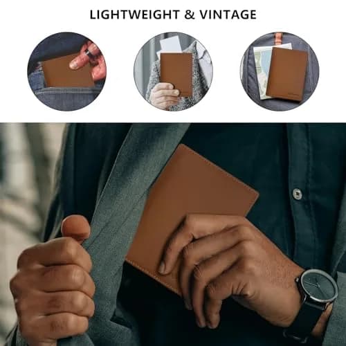 BAPHITY Unisex Leather RFID Blocking Passport Organizer Wallet | Red Brown thumbnail 5
