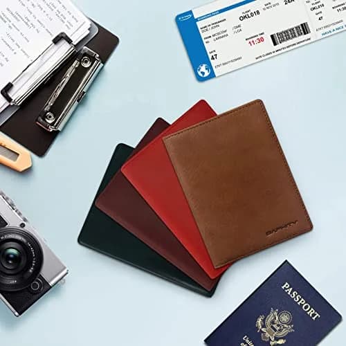 BAPHITY Unisex Leather RFID Blocking Passport Organizer Wallet | Red Brown thumbnail 6