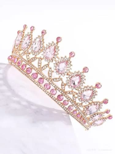 YADIRF Queen Crown Princess Tiara Pink Rhinestone Headband | Elegant Bridal & Prom Accessory thumbnail 8