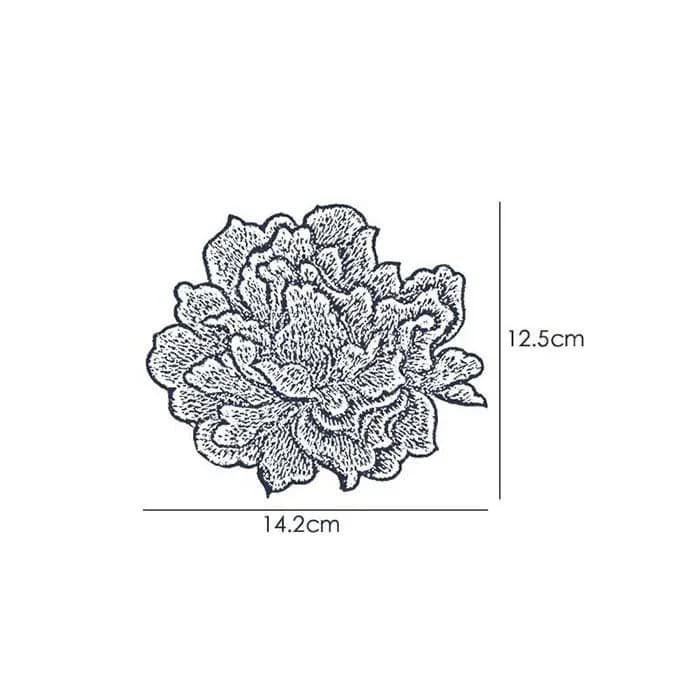 Sourcemall Sew on Peony Floral Patches, Embroidered Flower Appliques, Blue Peony | Elegant Floral Embroidery for DIY Crafts thumbnail 3
