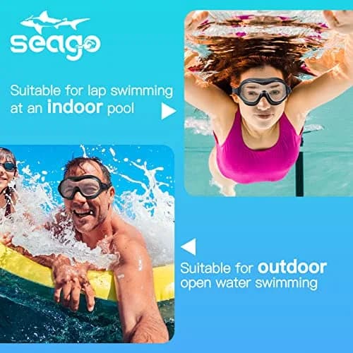 Seago Swim Goggles No Leaking Anti-Fog Swimming Goggles for Adults & Youth | 180° Clear Vision, UV Protection, Waterproof thumbnail 4