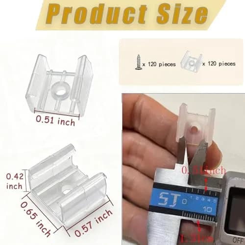 GYGhaoho LED Strip Light Fixing Clips 10mm (0.39 inch) Inner Width, Translucent, Pack of 120 | Secure Mounting for Home & Commercial Use - view 2
