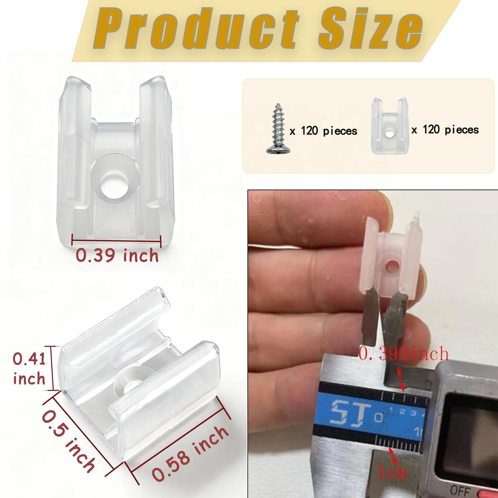 GYGhaoho LED Strip Light Fixing Clips 10mm (0.39 inch) Inner Width, Translucent, Pack of 120 | Secure Mounting for Home & Commercial Use - view 2