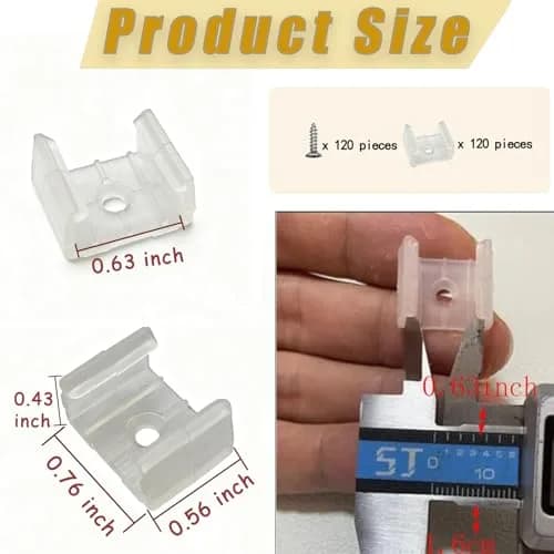 GYGhaoho LED Strip Light Clips 120 Pcs with Screws | Fits 14-17mm Strips thumbnail 2
