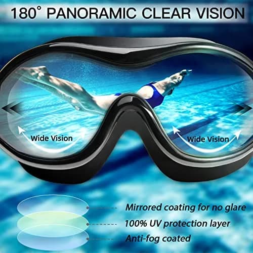 Seago Anti-Fog UV Protection Swim Goggles for Adults & Youth | Mirrored Aqua (1 Pair) thumbnail 5
