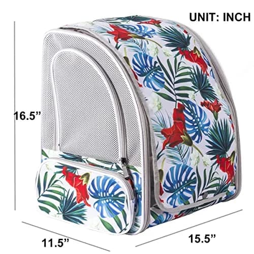 ORIZZP Bird Travel Carrier Backpack with Wooden Perch & Shade Cover | Multi-Colored, Small to Medium Bag for Parrots & Conures thumbnail 2